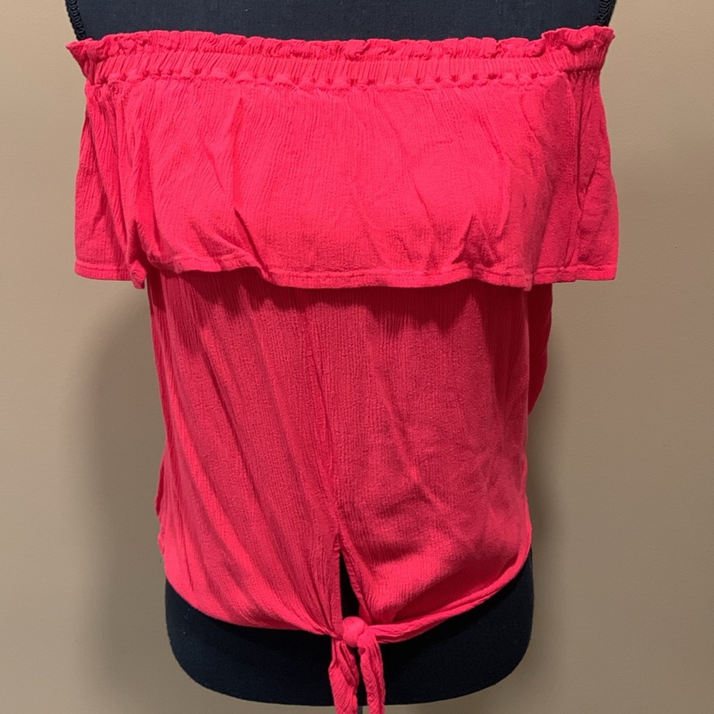 Express Red Off-The-Shoulder Shirt with tie Size Small